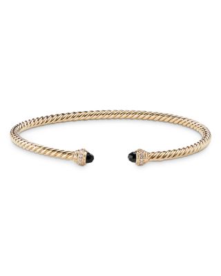 David Yurman - 18K Yellow Gold Cablespira&reg; Bracelet with Black Onyx & Diamonds