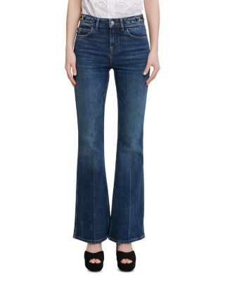 Maje - Pramia Hardware Trim Flared Jeans in Blue