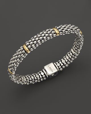 LAGOS - Sterling Silver & 18K Yellow Gold Caviar Bracelet