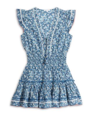 Poupette St. Barth - Girls' Anais Floral Print V Neck Mini Dress - Little Kid, Big Kid