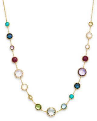 IPPOLITA - 18K Yellow Gold Lollipop Lollitini Clear Quartz, Mother of Pearl, Green Gold Citrine, Peridot, Green Agate, Blue Topaz, Turquoise, London Blue Topaz, Amethyst & Pink Tourmaline Short Necklace, 18"