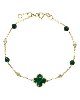 Bloomingdale's - Malachite & Diamond Chain Bracelet in 14K Yellow Gold - 100% Exclusive