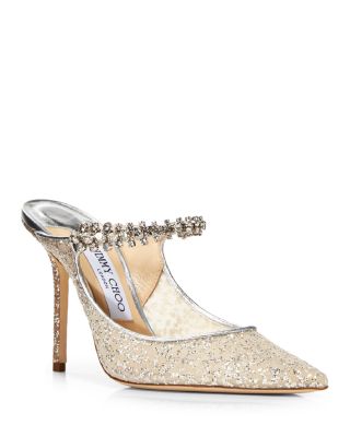 Jimmy Choo - Women's Bing 100 Embellished Mesh High Heel Mules