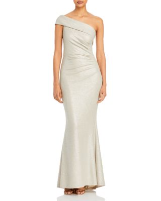 Eliza J - Metallic Knit One Shoulder Gown