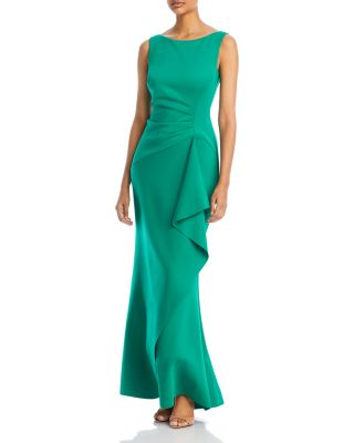 Eliza J - Sleeveless Side Tuck Ruffle Gown
