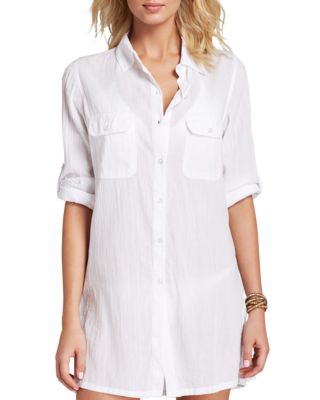 Ralph Lauren - Crushed Cotton Camp Shirt Swim Cover-Up