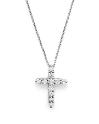 Roberto Coin - 18K White Gold Cross Pendant Necklace with Diamonds, 16"