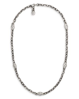 Gucci - Sterling Silver Interlocking Chain Necklace, 23.6"