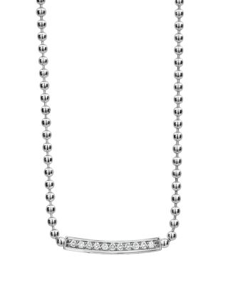 LAGOS - Sterling Silver Caviar Spark Diamond Bar & Ball Chain Necklace, 16"