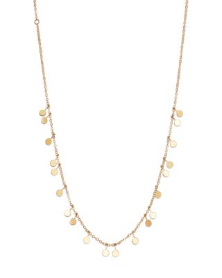 Moon & Meadow - Dangling Disc Front Necklace in 14K Yellow Gold, 16" - 100% Exclusive