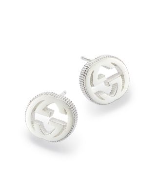 Gucci - Sterling Silver Interlocking G Stud Earrings