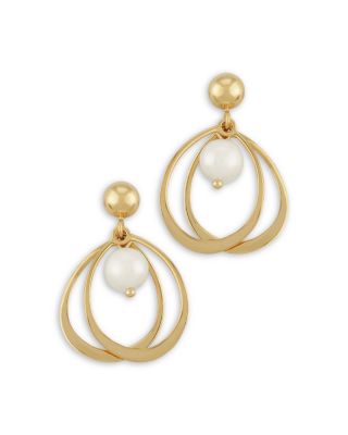Bloomingdale's - Cultured Freshwater Pearl Double Wire Drop Earrings in 14K Yellow Gold - 100% Exclusive