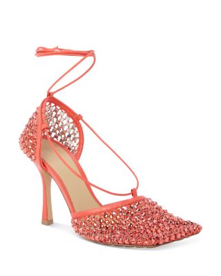 Bottega Veneta - Women's Stretch Embellished Ankle Strap High Heel Pumps
