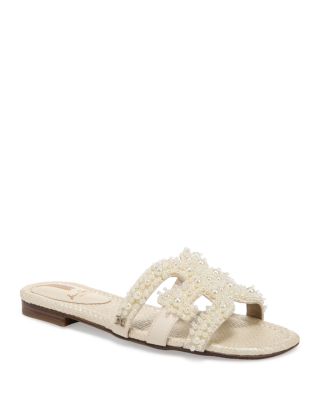Sam Edelman - Women's Bay Perla Square Toe Embellished Slide Sandals