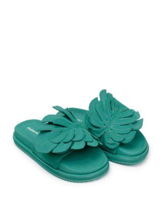 FARM Rio - Women's Monstera Green Platform Slide Sandals
