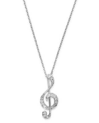 Bloomingdale's - Diamond Music Note Pendant Necklace in 14K White Gold, 0.075 ct. t.w. - 100% Exclusive