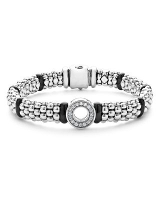 LAGOS - Sterling Silver Black Caviar Ceramic & Diamond Bead Bracelet