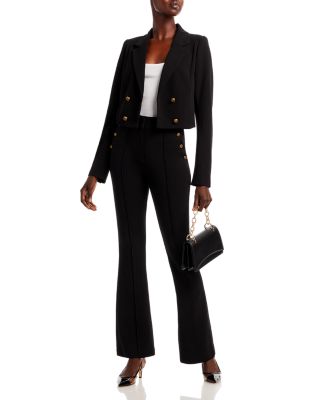 AQUA - Cropped Twill Knot Button Blazer, Twill Knot Button Shorts & Twill Knot Button Pants - 100% Exclusive