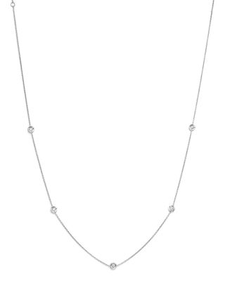 Roberto Coin - 18K White Gold Diamond Station Necklace, 18"