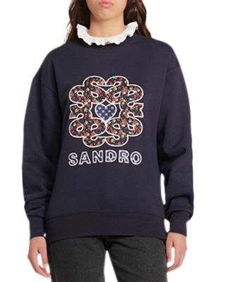 Sandro - Sweatshirt with Contrasting Ruffle Neck