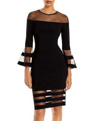 AQUA - Bell-Sleeve Illusion Dress - 100% Exclusive