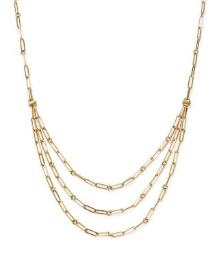Roberto Coin - 18K Yellow Gold Designer Gold Diamond Layered Paperclip Link Necklace, 15"