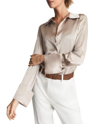 REISS - Hailey Button Front Silk Shirt