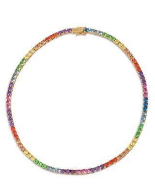 KURT GEIGER LONDON - Rainbow Crystal Tennis Necklace, 16"