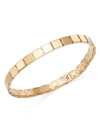 Alberto Amati - 14K Yellow Gold Etched Square Link Bracelet