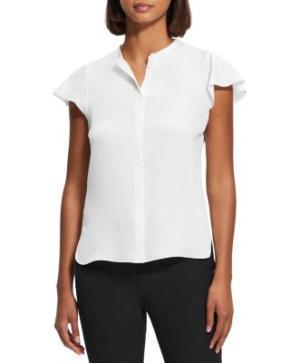 Theory - Silk Ruffle Sleeve Top