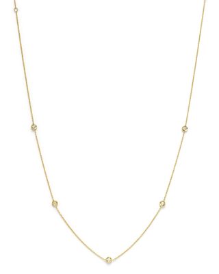 Roberto Coin - 18K Yellow Gold Diamond Station Necklace, 16"