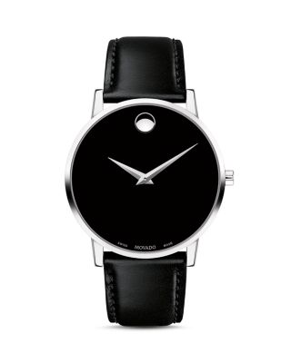 Movado - Museum Classic Black Leather Strap Watch, 40mm