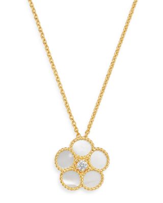 Roberto Coin - 18K Yellow Gold Daisy Mother-of-Pearl & Diamond Pendant Necklace, 16" - 100% Exclusive
