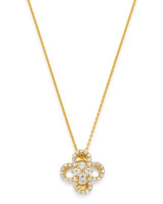Bloomingdale's - Diamond Clover Pendant Necklace in 14K Yellow Gold, 0.15 ct. t.w. - 100% Exclusive