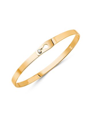 Dinh Van - 18K Yellow Gold Serrure Bangle Bracelet with Diamonds