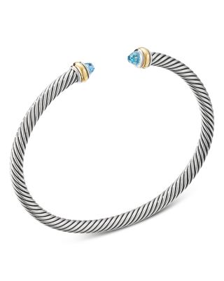 David Yurman - Cable Classic Bracelet with Blue Topaz and 18K Yellow Gold
