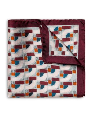 Eton - Geometric Print Silk Pocket Square