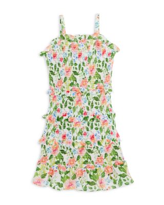 US Angels - Girls' Printed Ruched Ruffle Dress - Big Kid
