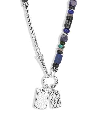 JOHN HARDY - Sterling Silver Classic Chain Lapis Lazuli, Black Onyx, Grey Moonstone, Chrome Diopside and Turquoise Pendant Necklace, 22"