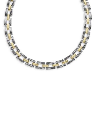 LAGOS - 18K Yellow Gold & Sterling Silver High Bar Link Statement Necklaces