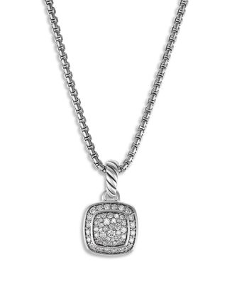 David Yurman - Sterling Silver Petite Albion&reg; Diamond Pav&eacute; Pendant Necklace, 16-17"