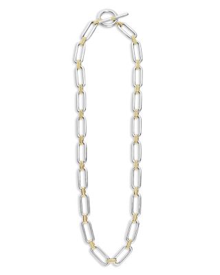 LAGOS - 18K Yellow & Sterling Silver Signature Caviar Oval Link & Bead Statement Necklace, 18"