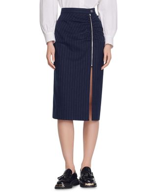 Sandro - Deluca Pinstriped Midi Skirt