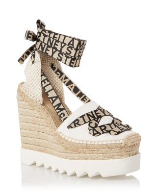 Stella McCartney - Women's Gaia Ankle Tie Espadrille Platform Wedge Pumps