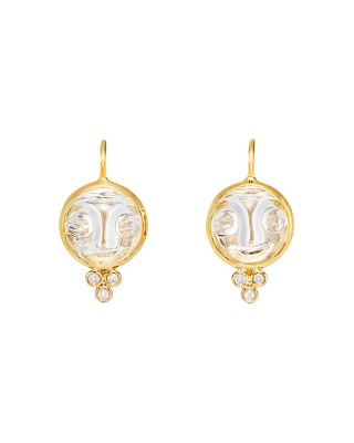 Temple St. Clair - Temple St. Clair 18K Yellow Gold Moonface Earrings with Rock Crystal and Diamond Granulation