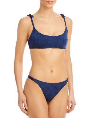 AQUA - Eyelet Tie Strap Bikini Top & Eyelet Bikini Bottom
